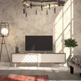 Hanah Home Soporte de TV Roble y Blanco